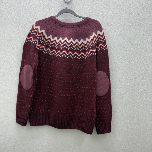 Fjallraven Ovik Fair Isle Wool Knit Elbow Patch Pullover Sweater Women Large NEW - Picture 7 of 9